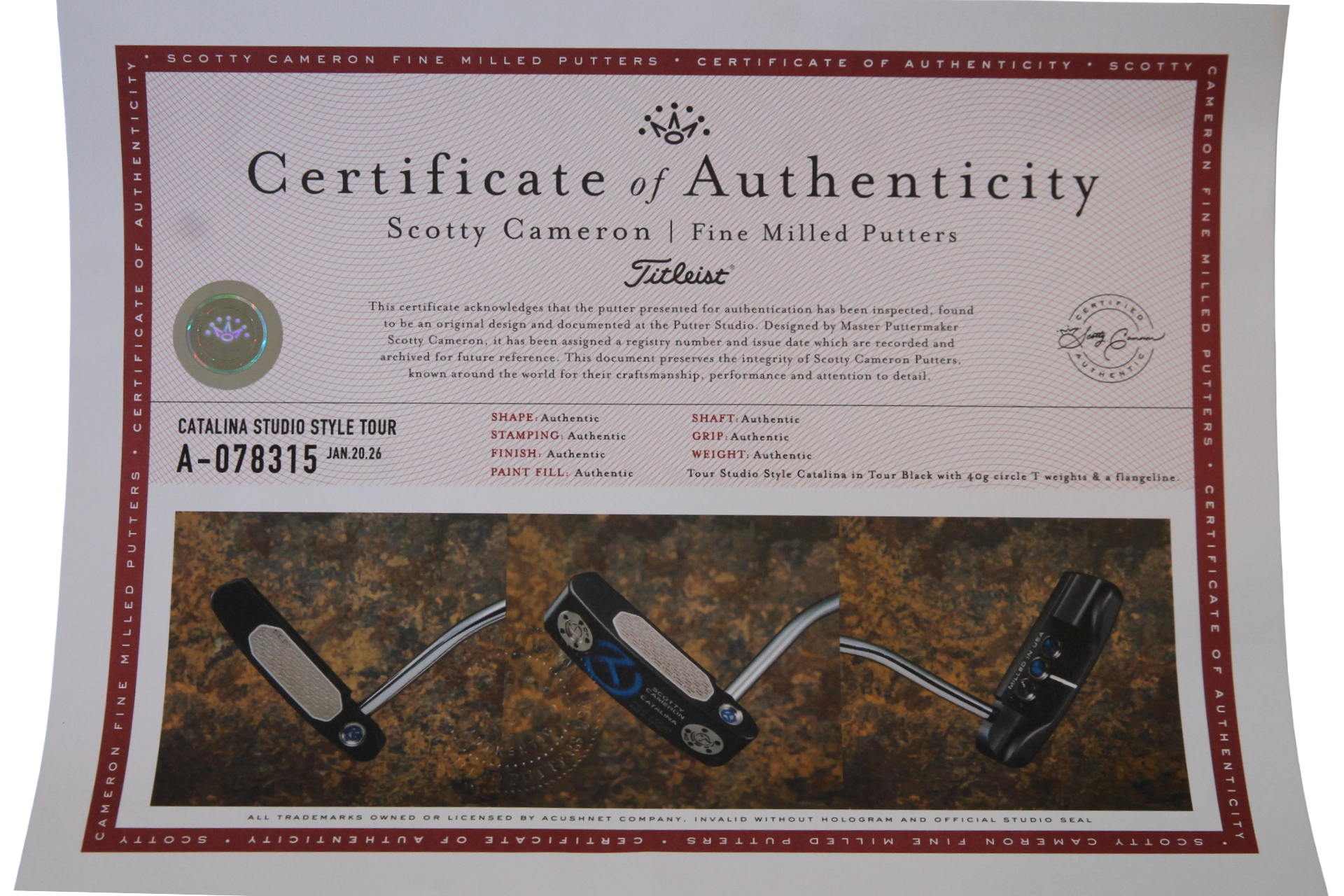Scotty Cameron Circle T Studio Style Catalina 35"