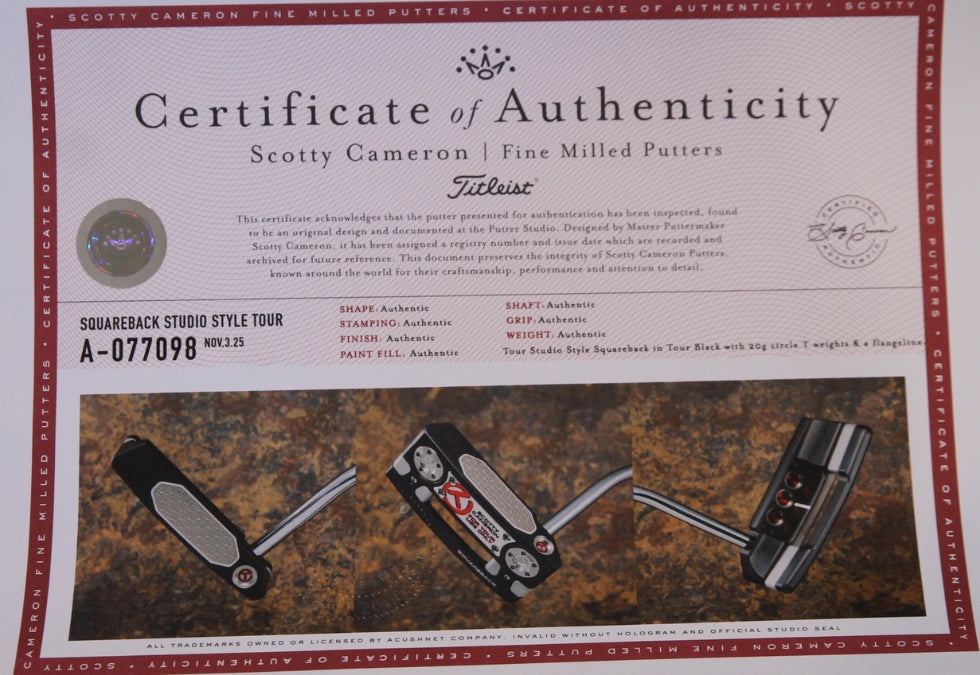 Scotty Cameron Circle T Studio Style Black Squareback 35"