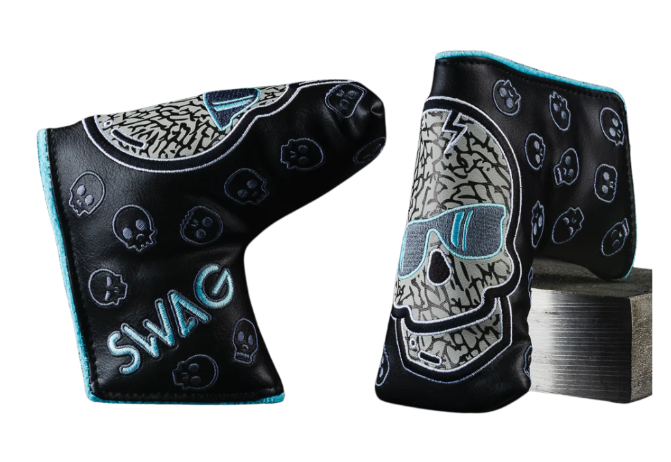 Swag Golf's "BLACK & AQUA ELEPHANT SKULL" Blade Cover