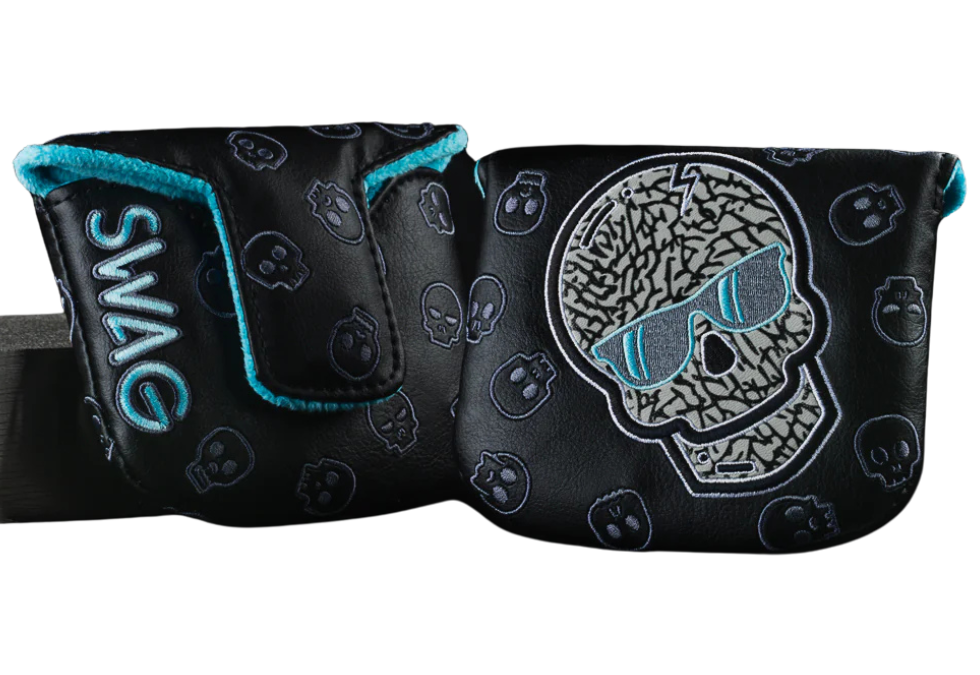 Swag Golf's "BLACK & AQUA ELEPHANT SKULL" Mallet Cover
