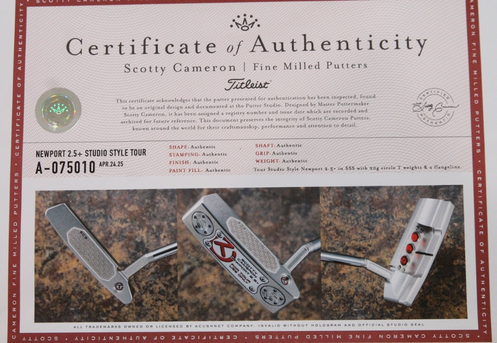 Scotty Cameron Circle T Studio Style Newport 2.5+ 34"