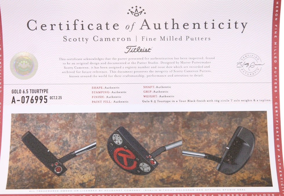 Scotty Cameron Circle T TourType Black TG6.5 35"