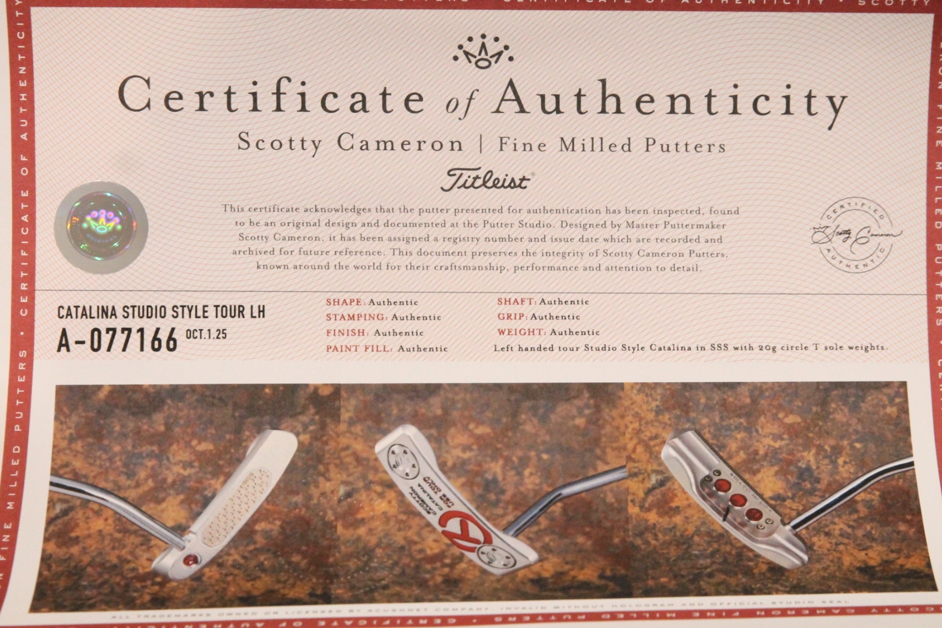 Scotty Cameron Circle T Left Hand Catalina 34"