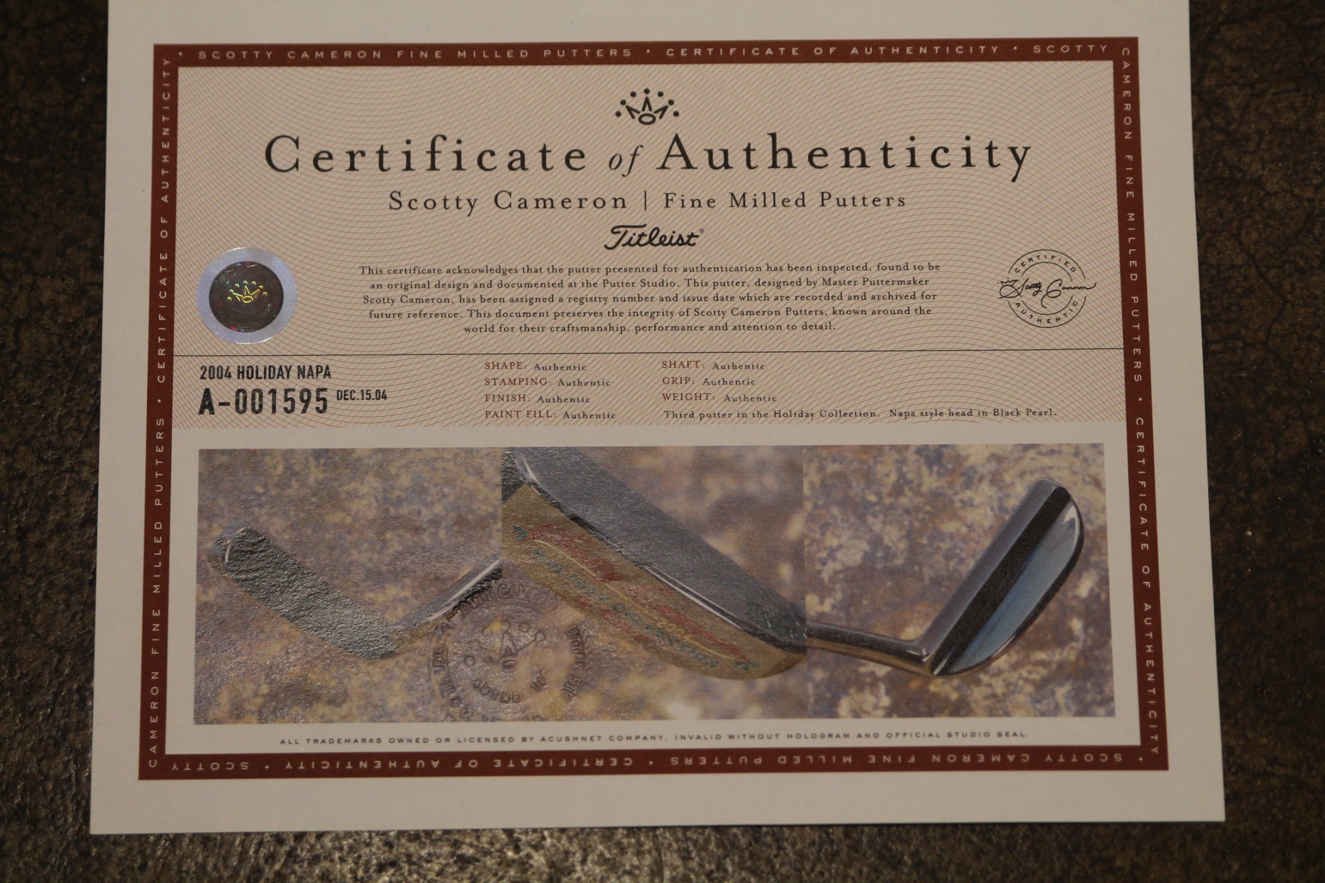 Scotty Cameron Limited Edition Napa 2004 Holiday Collection 34.5"