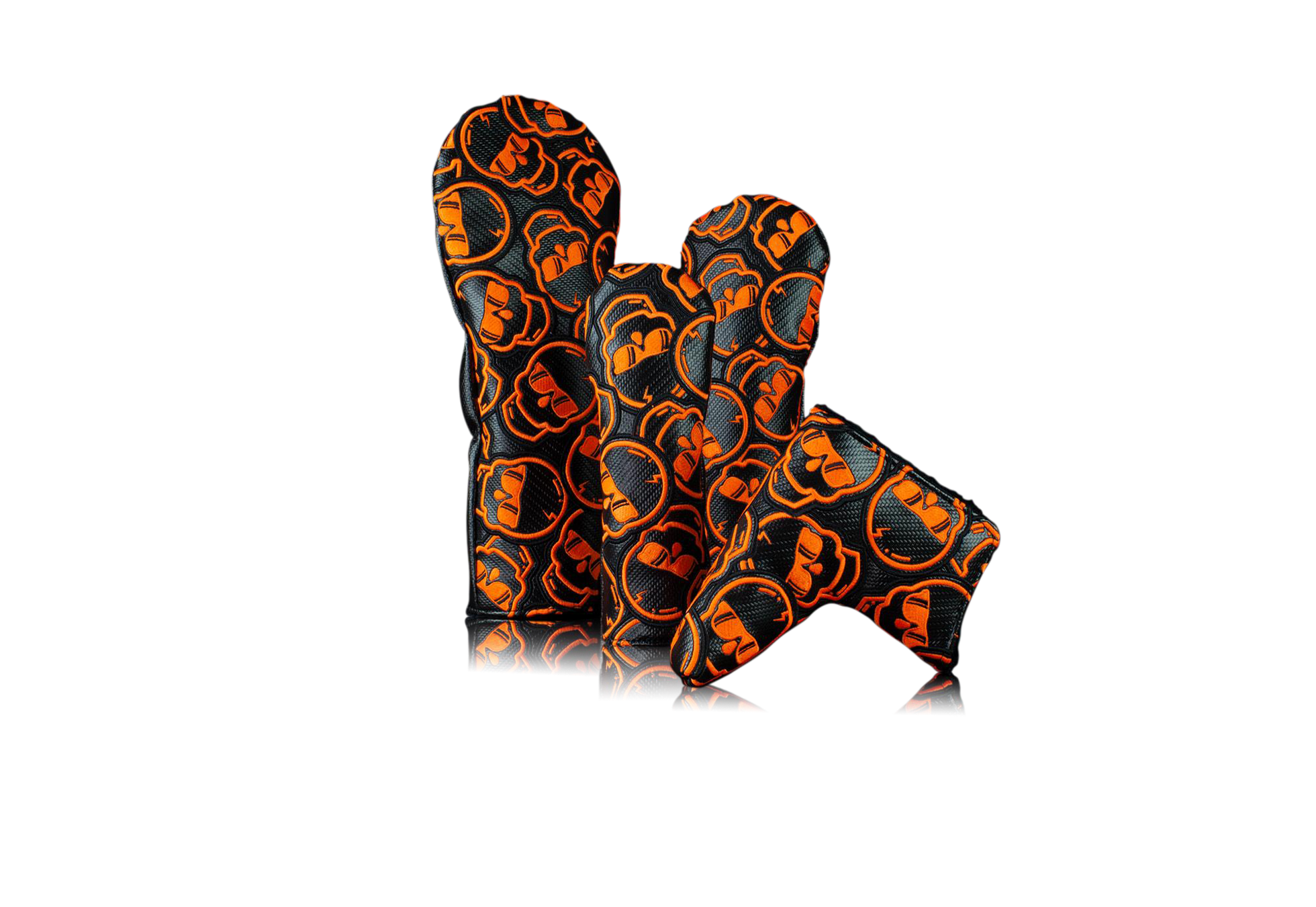 Swag Golf "Carbon Fiber & Neon Orange Stacked Skulls" Headcover Set