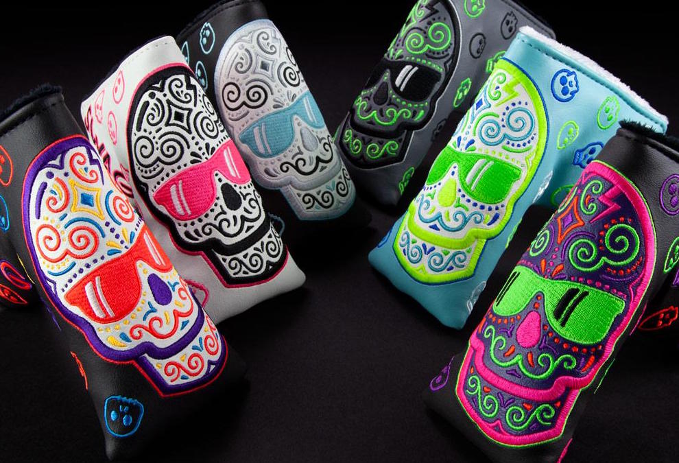 Swag Golf "Sugar Skull" Black White and Orange Headcover