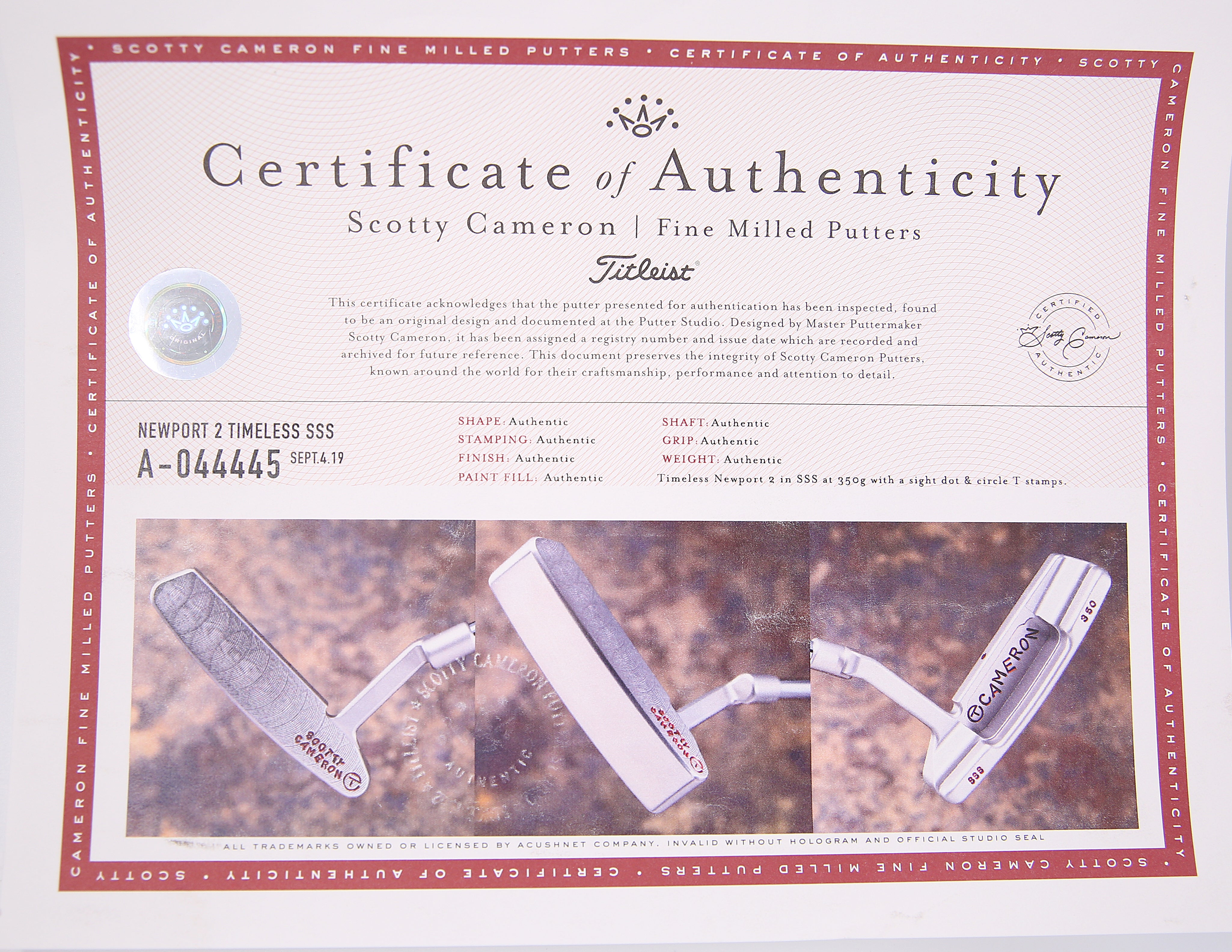 Scotty Cameron Circle T Newport 2 Timeless 34"