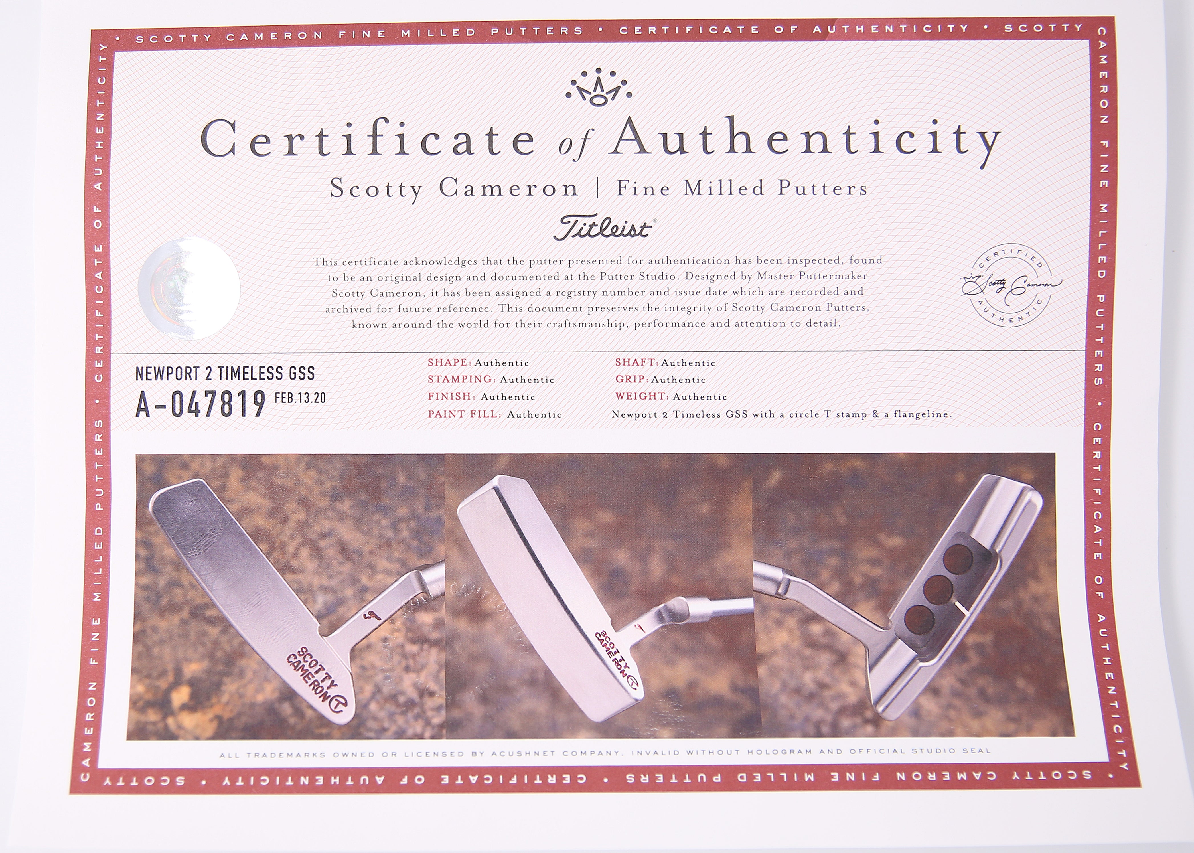 Scotty Cameron Circle T GSS Newport 2 Timeless 34.75" (MADE FOR TIGER!)