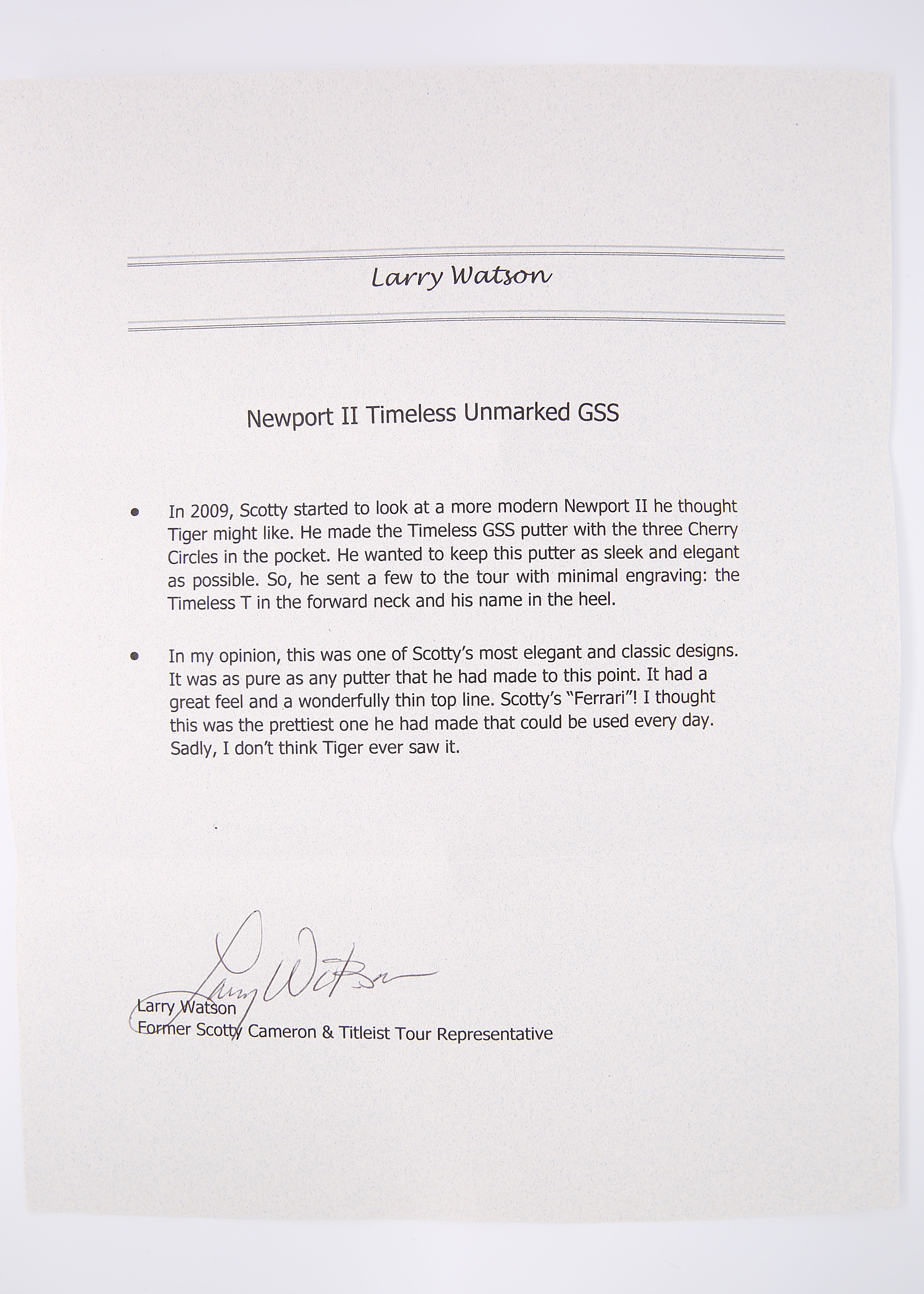 Scotty Cameron Circle T GSS Newport 2 Timeless 34.75" (MADE FOR TIGER!)