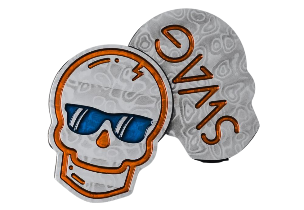 Swag Golf "Damascus Orange Skull" Ball Marker